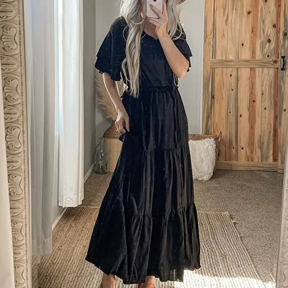 Anthropologie NWT Cotton Somerset maxi dress in black Size - Picture 4 of 12